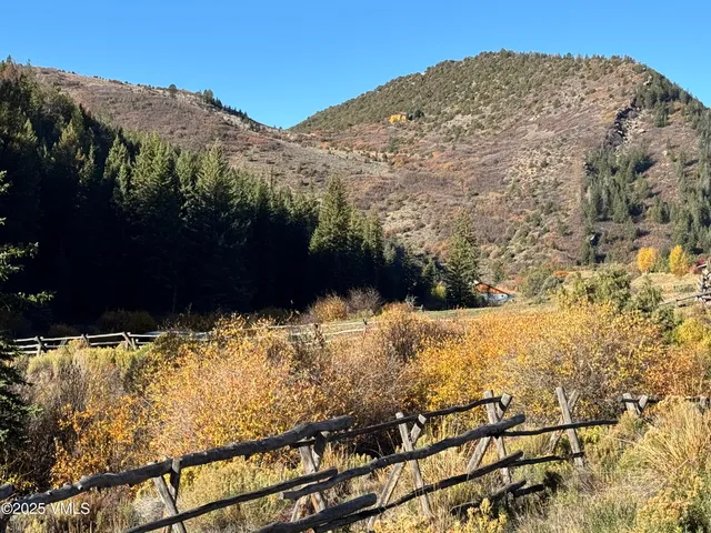 a view of a yard with mountain