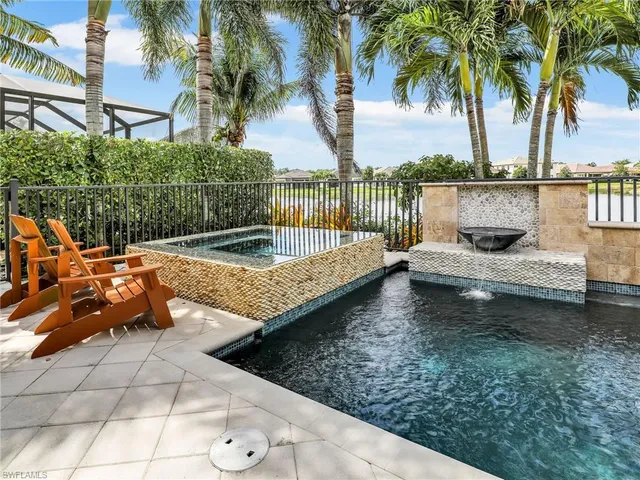 a view of a lake with a patio