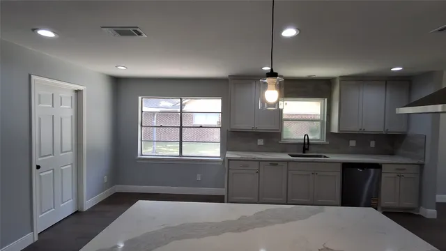 a view of a room with shelves