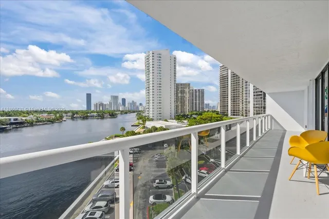 a view of balcony with city view