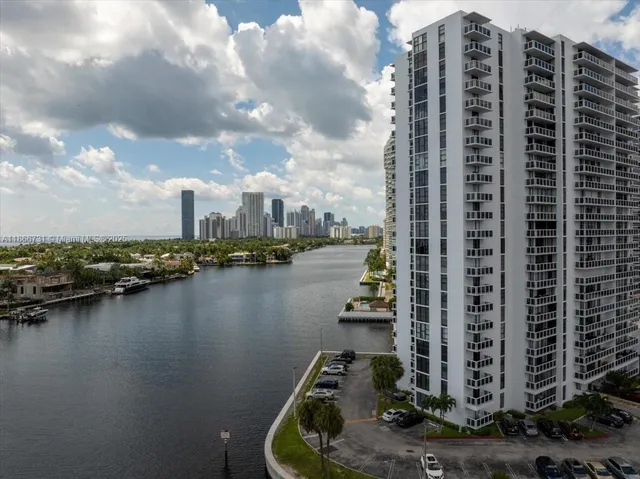 a view of a city with tall buildings