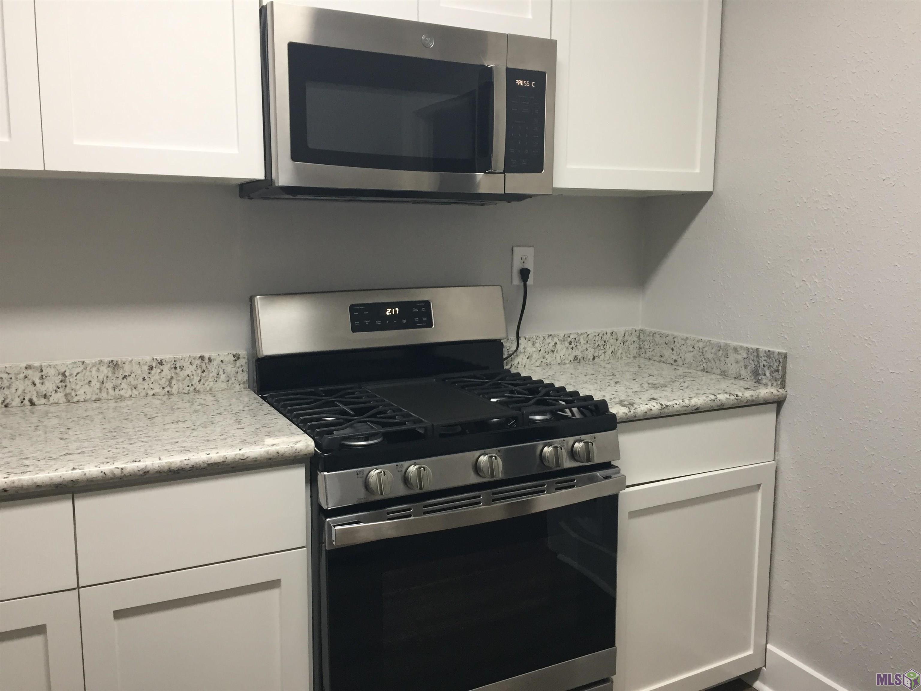 718 Park Boulevard, Unit 3 Baton Rouge, LA 70806 - Photo 7 of 12 Kit with gas stove and microwave. Slab granite counters