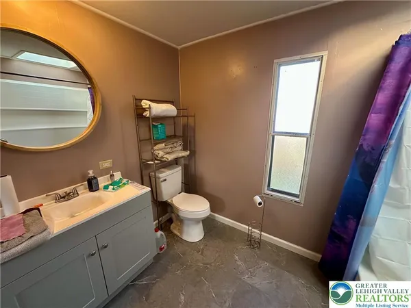 a bathroom with a bathtub