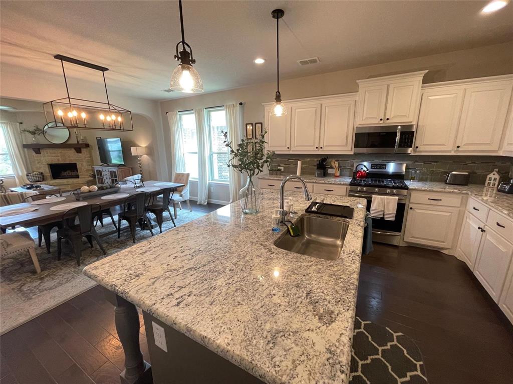 1904 Cardinal Way Argyle, TX 76226 - Photo 6 of 17 a kitchen with stainless steel appliances granite countertop a sink a stove and a wooden floors