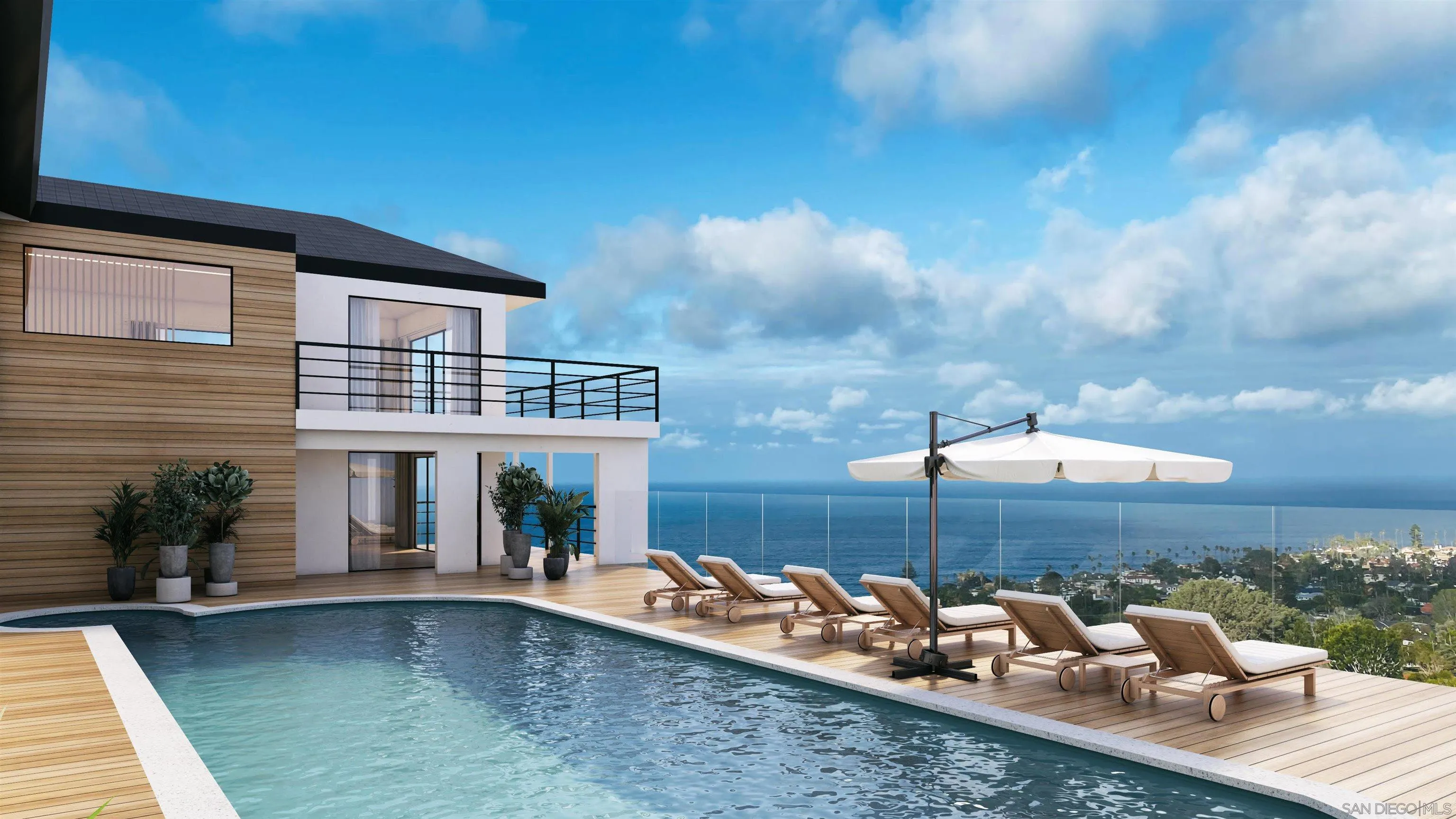 swimming pool view with a seating space