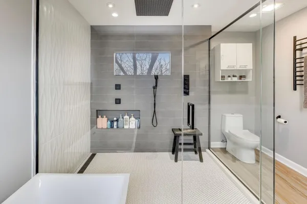 a living room with furniture