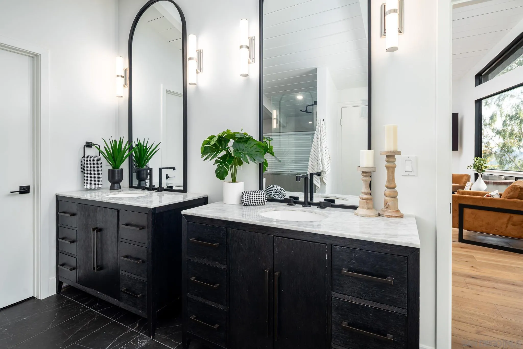 16610 Los Morros Rancho Santa Fe, CA 92067 - Photo 26 of 50 a bathroom with a granite countertop sink a mirror and vanity