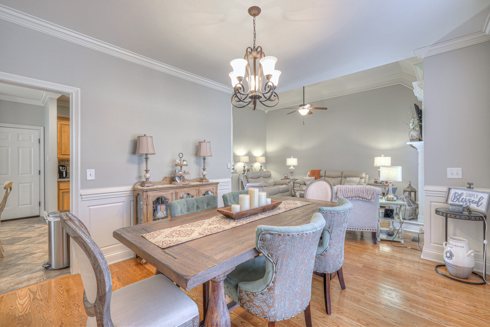 2017 Stonebrook Circle Mount Juliet, TN 37122 - Photo 10 of 39 a view of a dining room with furniture a chandelier and wooden floor