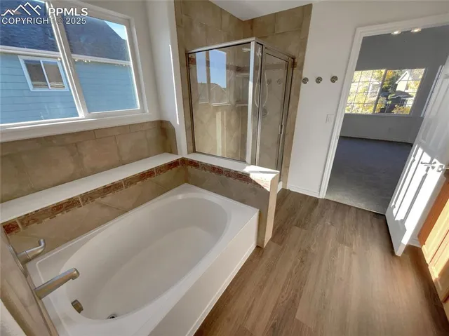a bathroom with a tub