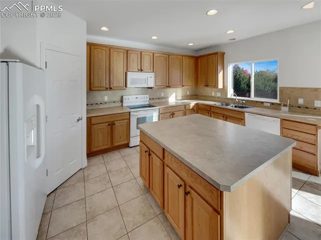 a kitchen with stainless steel appliances granite countertop a stove a sink a refrigerator and a refrigerator