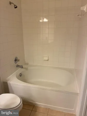 a bathroom with a bathtub and toilet
