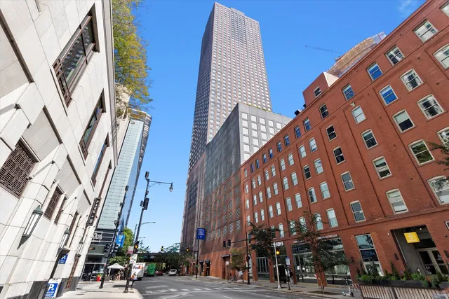 a view of a tall building