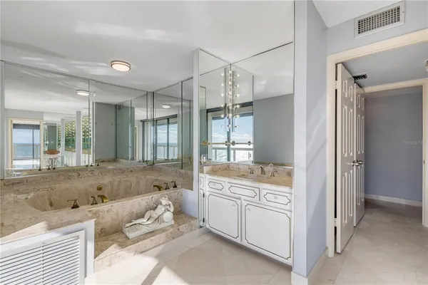 a view of a balcony with city view