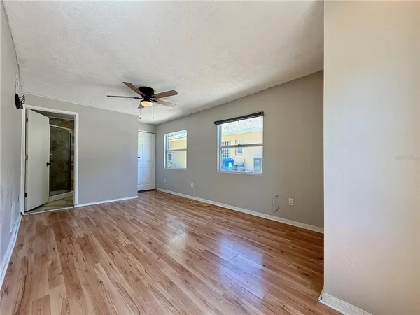 a view of a livingroom with a window