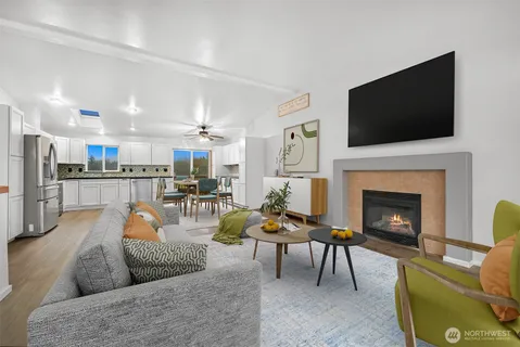 a bedroom with a bed and a chair