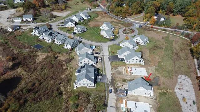 an aerial view of a highlighted house