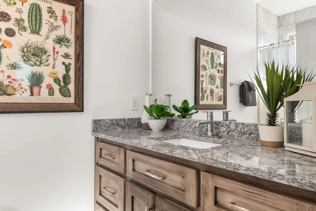 a bathroom with a bathtub