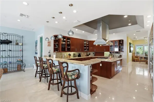 a kitchen with lots of counter top space