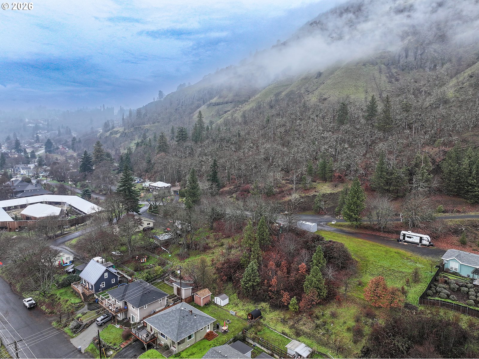 2 East Franklin Street Bingen, WA 98605 - Photo 9 of 16 an aerial view of a house with a yard