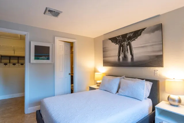 a view of a room with racks on the wall