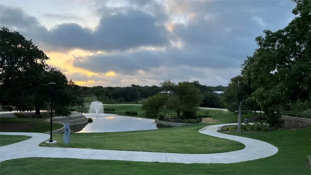 a view of a garden with a slide