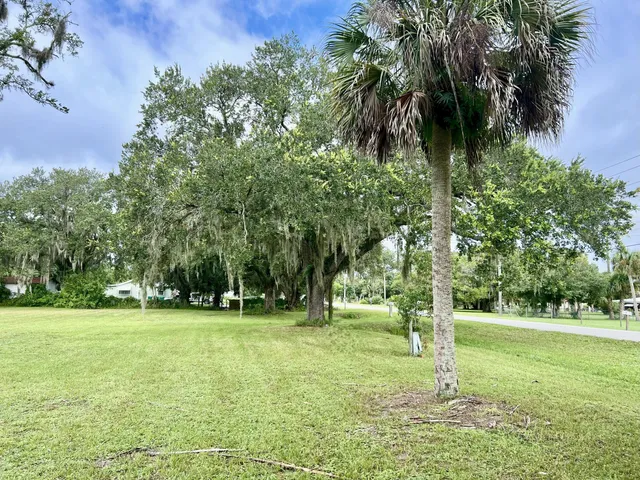 a backyard of a house with lots of green space
