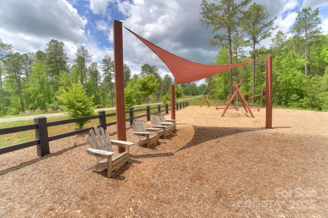 a view of a park with slide