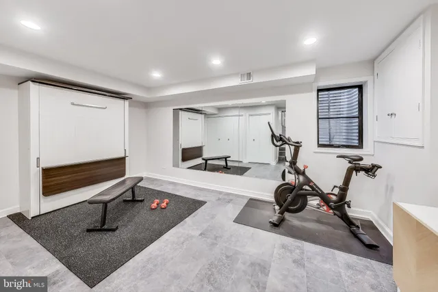 a living room with a couch and a table