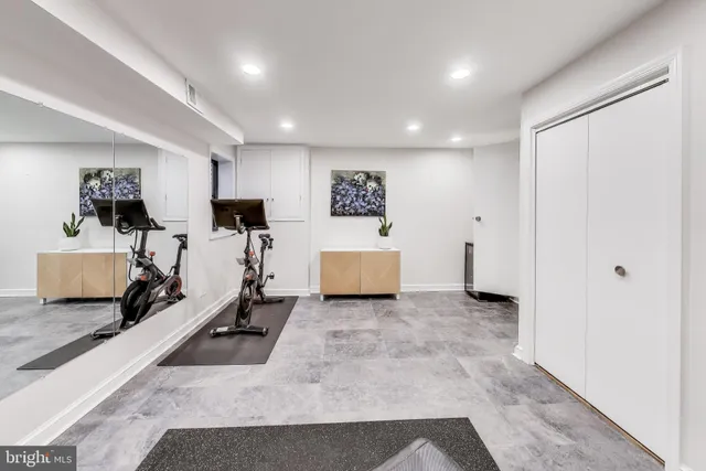 a view of a room with gym equipment