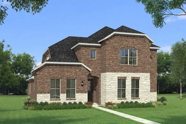 front view of a house with a yard