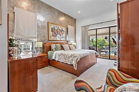 a bed room with a bed and a television