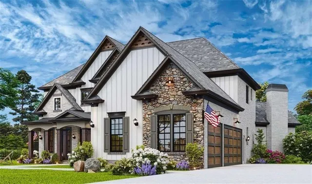 front view of a house with a yard