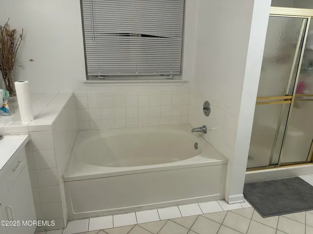 a bathroom with a bathtub