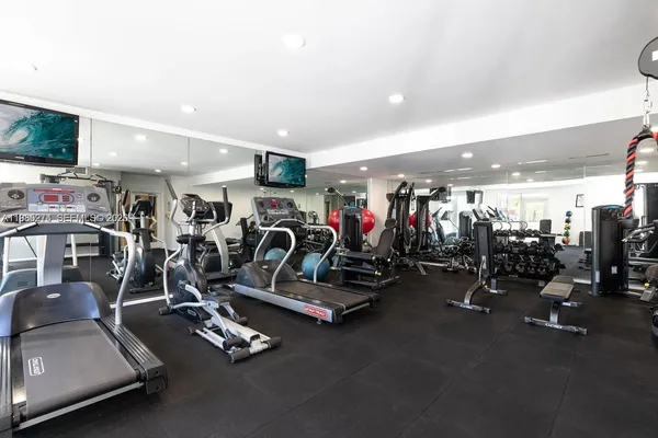 a view of a room with gym equipment