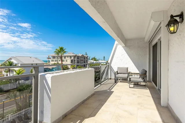 a view of roof deck with seating space