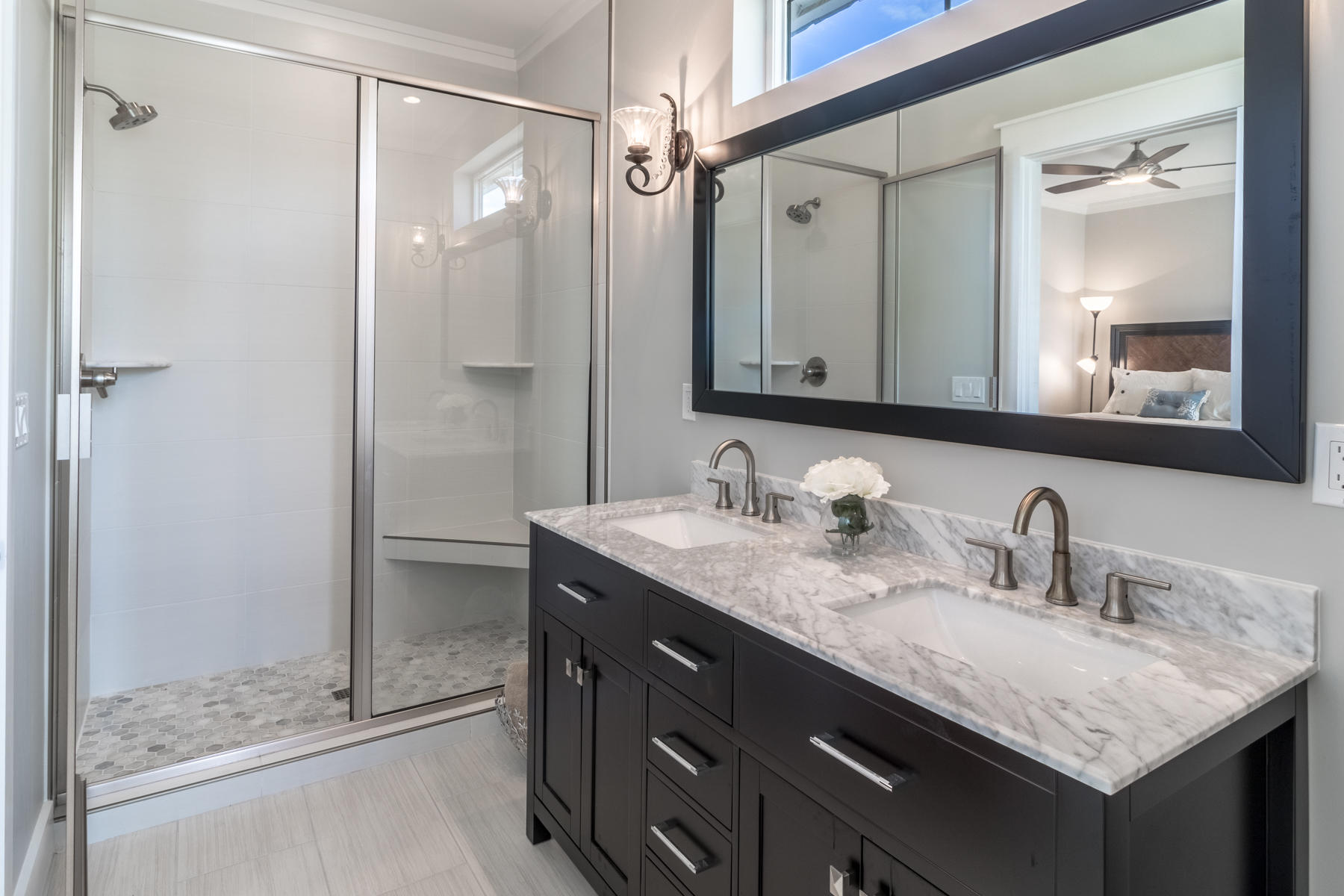 119 Michaela Lane Santa Rosa Beach, FL 32459 - Photo 13 of 28 a bathroom with a granite countertop sink mirror and double