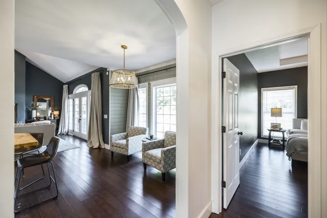 a living room with furniture