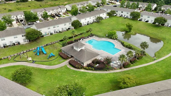 an aerial view of a house