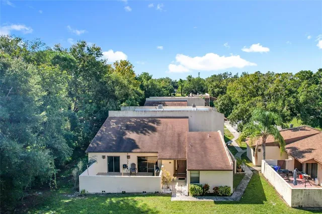 an aerial view of a house