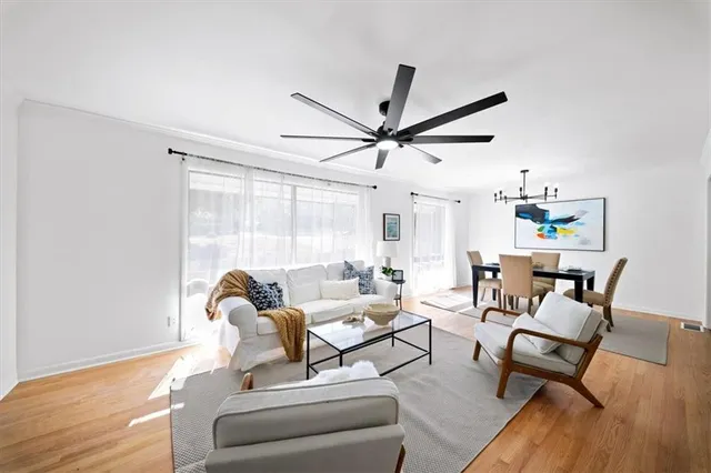 a living room with furniture