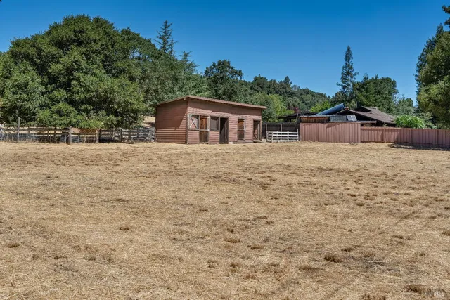 a building with a bench in front of it