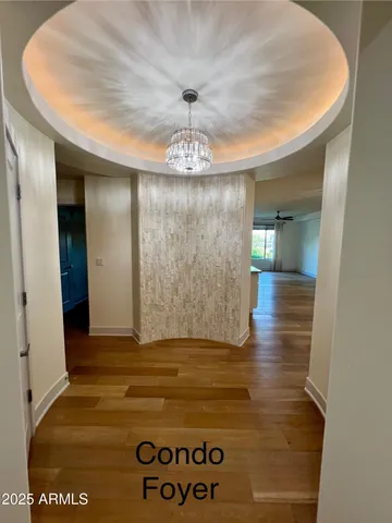 view of hall with wooden floor