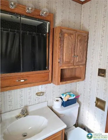 a bathroom with a sink and a window