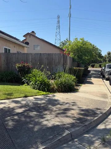 a view of a backyard with plants