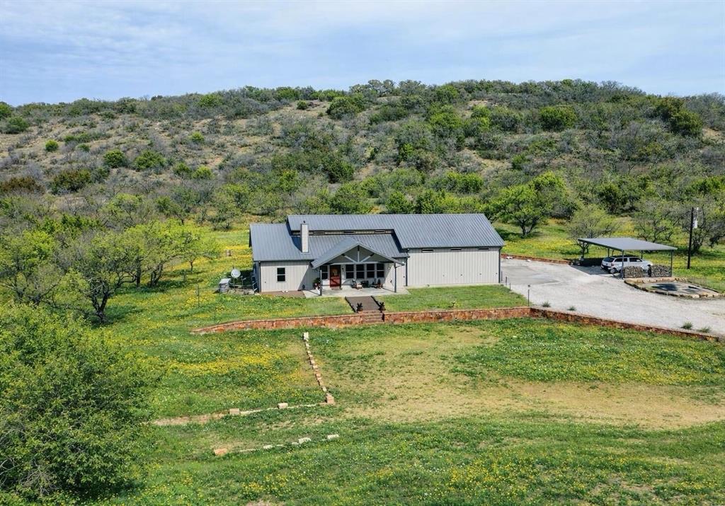 an aerial view of a house