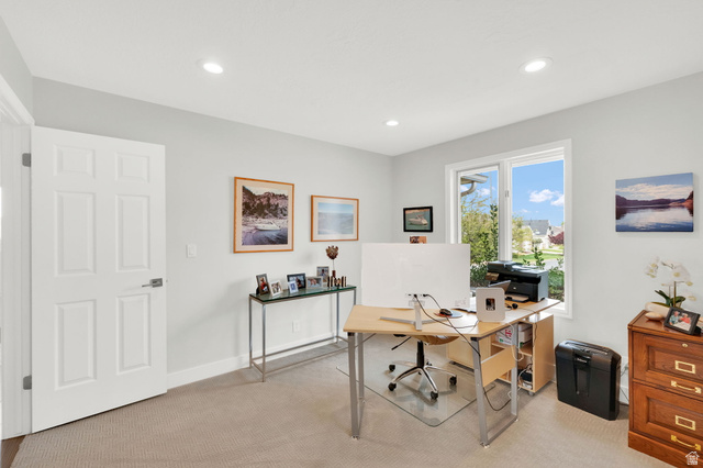 1506 Lakeview Drive Bountiful, UT 84010 - Photo 12 of 58 Office with light carpet and recessed lighting
