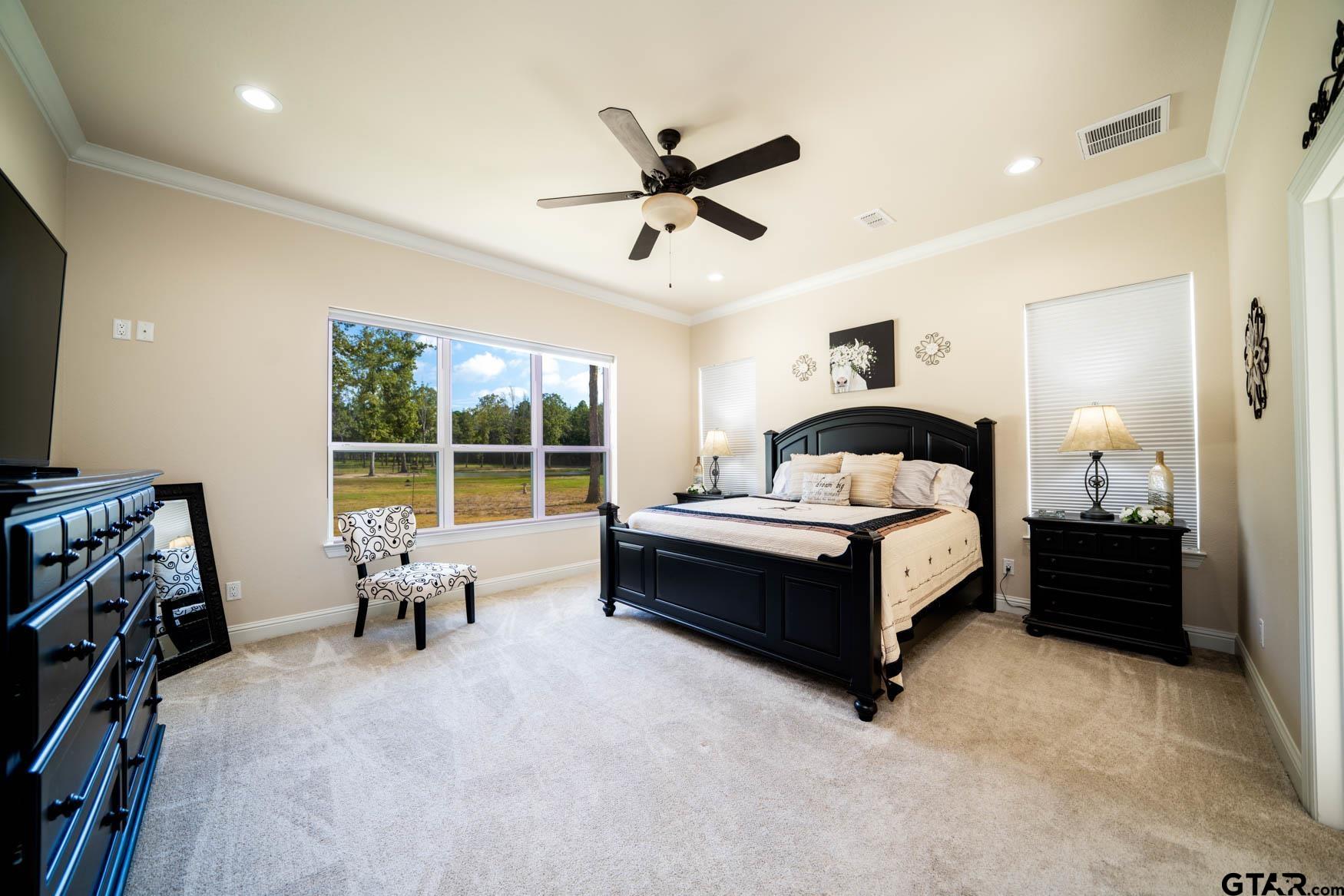 343 Driskell Bridge Road Harleton, TX 75651 - Photo 14 of 42 a spacious bedroom with a bed and a large window