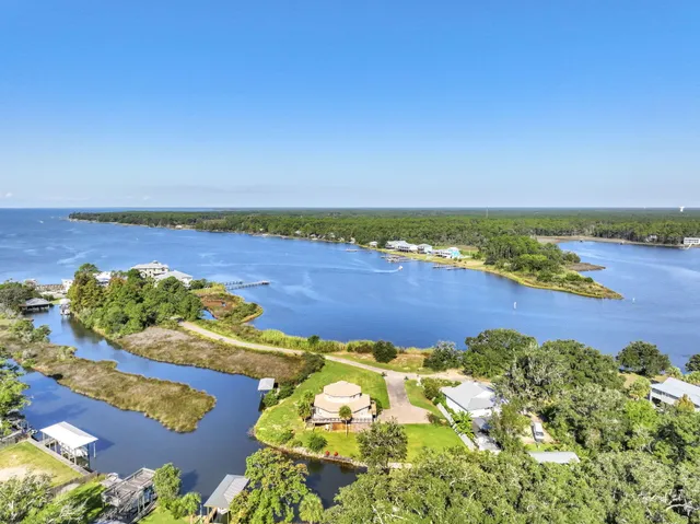 a view of a lake with a city
