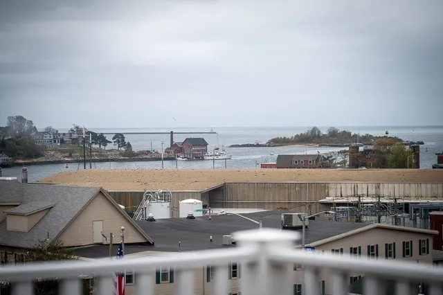 a view of a lake with a city