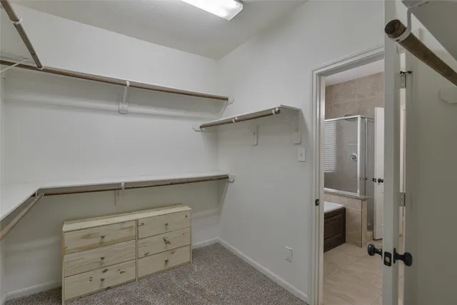 a view of an empty walk in closet